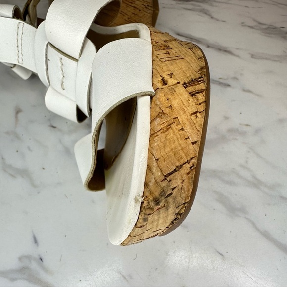 Franco Sarto “Cera” Leather Cork Wedge Sandals - White - Size 8M - Picture 12 of 13